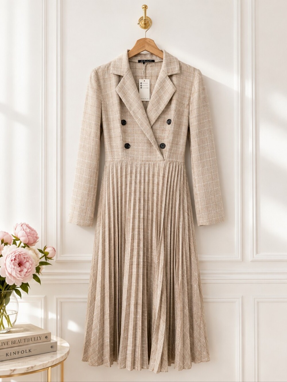 NWT Simplee Pleated Blazer Maxi Dress — Size Large - Picture 6 of 11